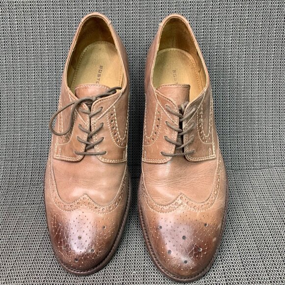 Bostonian Mens Size 11M Two Tone Brown Oxford Wingtip Leather Shoes - Picture 1 of 9